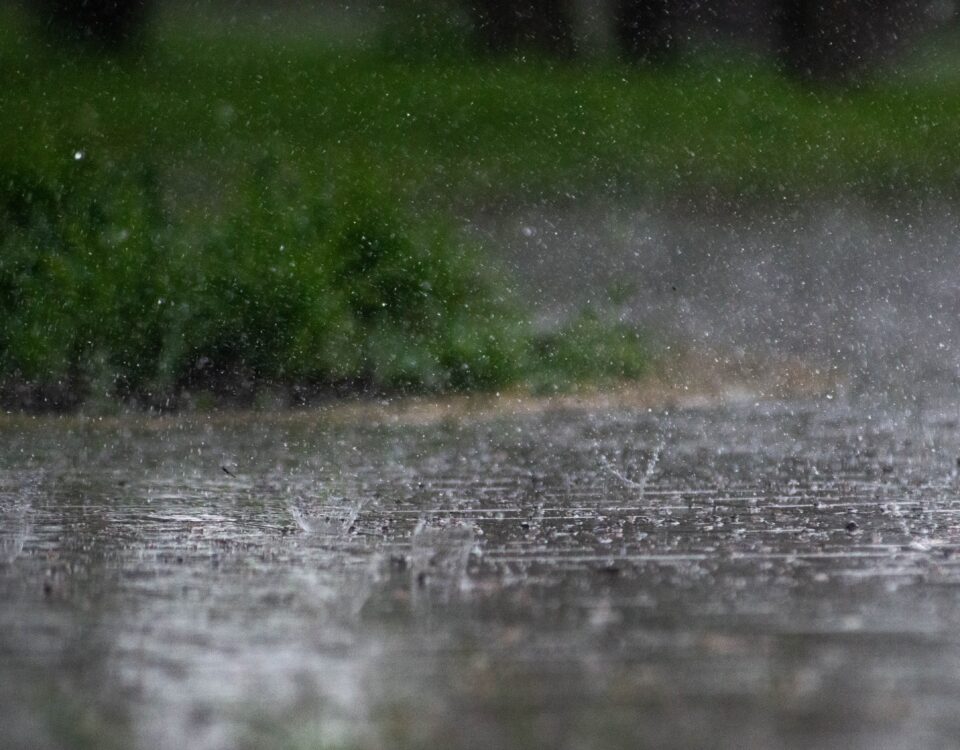Rainfall impact on sidewalks and driveways